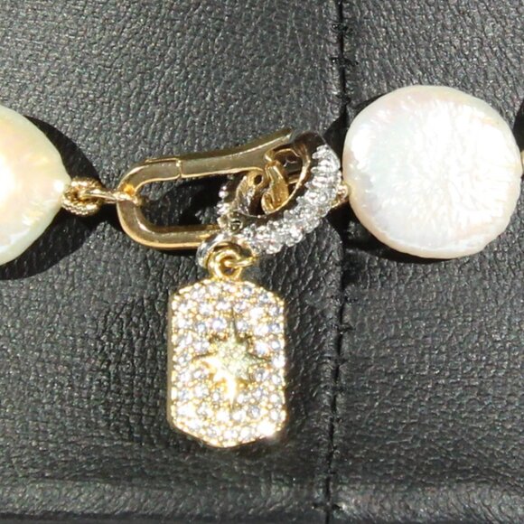 Freshwater Coin Pearls Necklace and .925 Sterling Silver - Picture 6 of 13